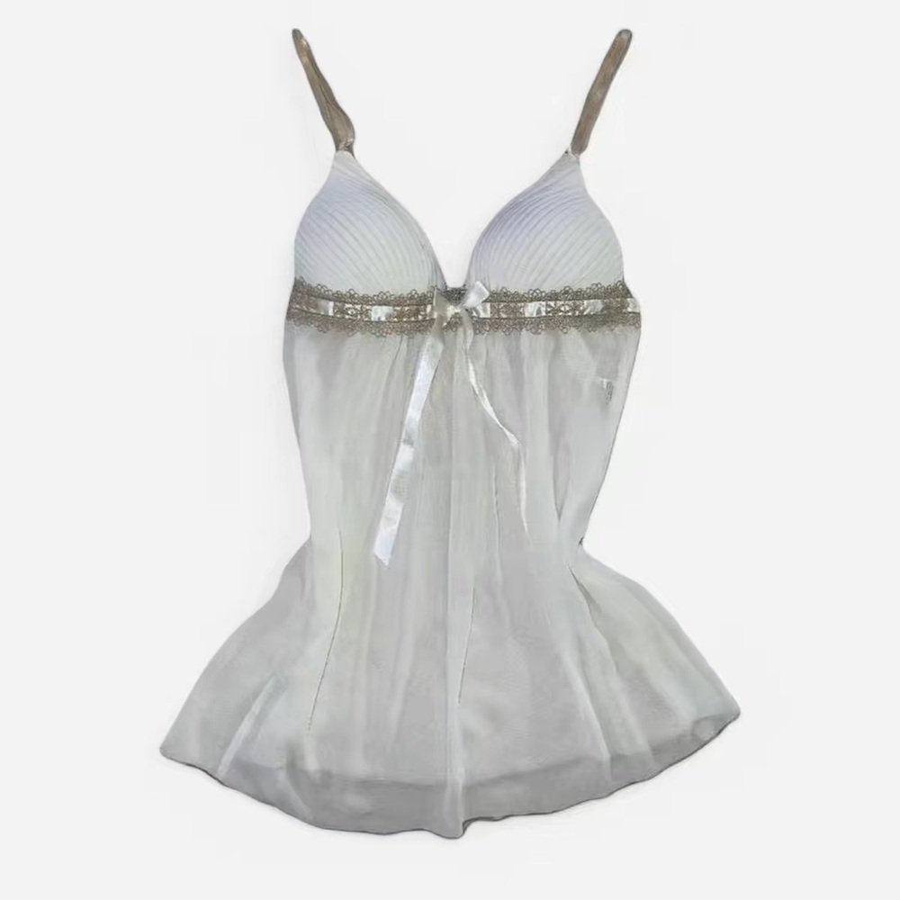 Elegant White and Tan Women's Intimate Sleepwear